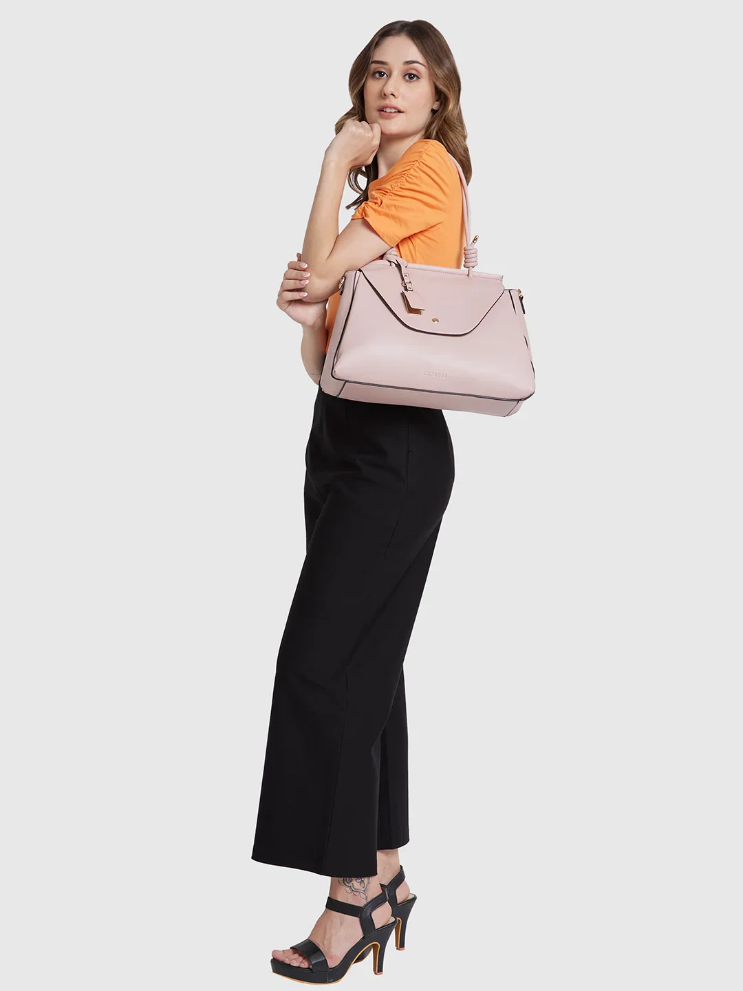 Caprese Evalina Large Dull Pink Satchel Bag - Image 10