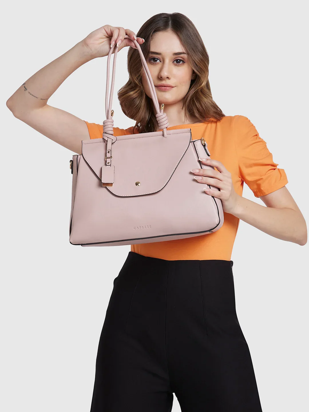 Caprese Evalina Large Dull Pink Satchel Bag - Image 2