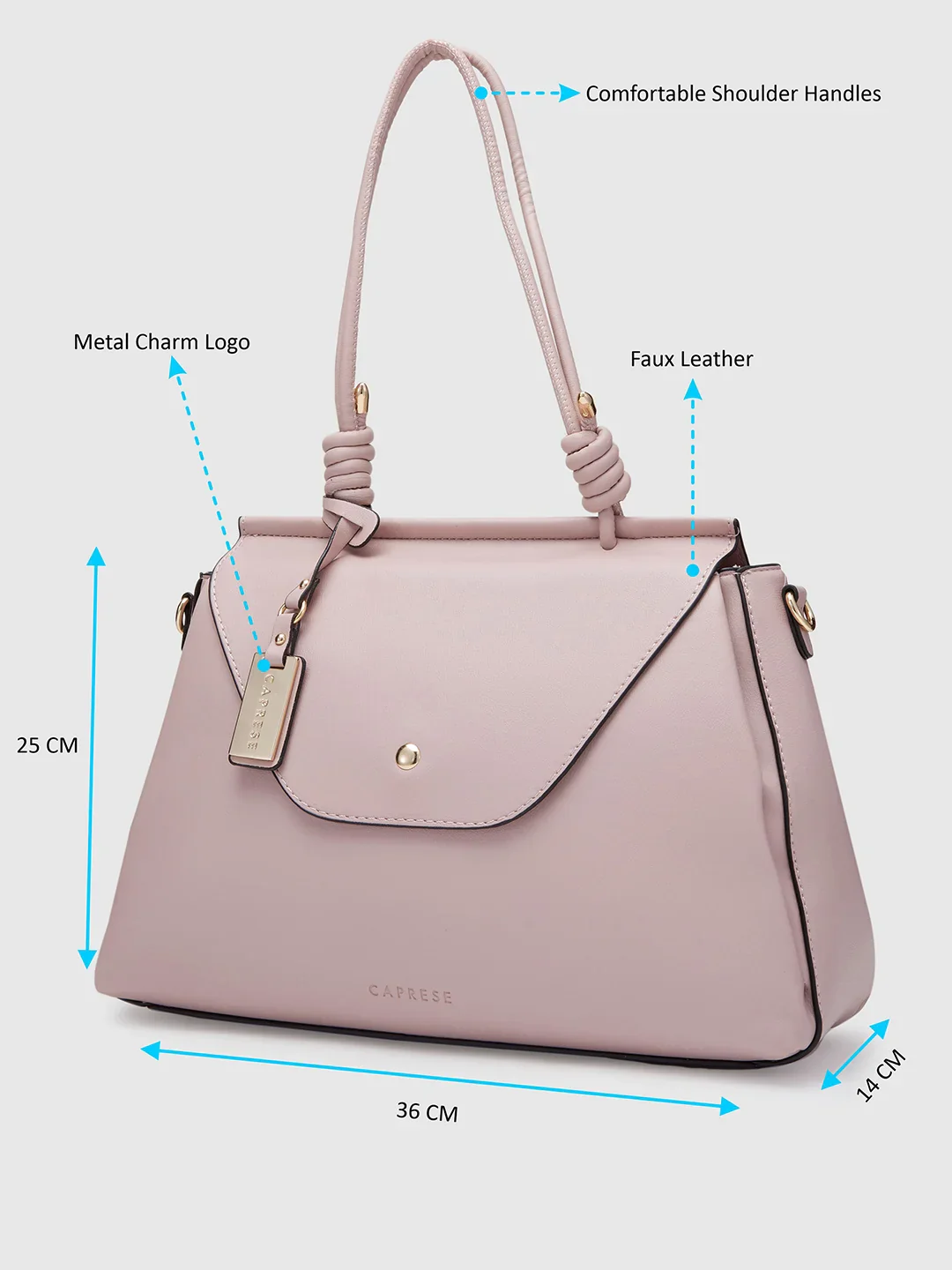 Caprese Evalina Large Dull Pink Satchel Bag - Image 5