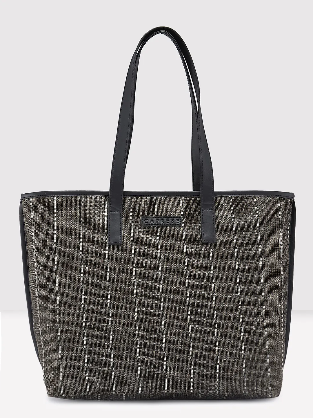 Caprese Evana Medium Striped Brown Tote Bag