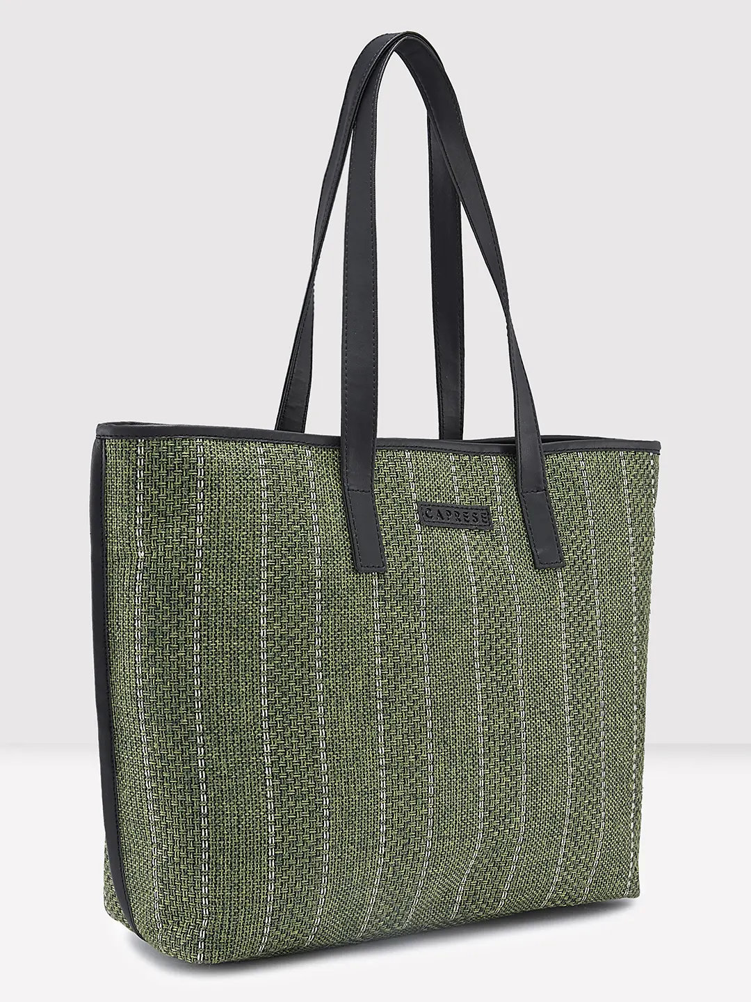 Caprese Evana Medium Striped Green Tote Bag - Image 4
