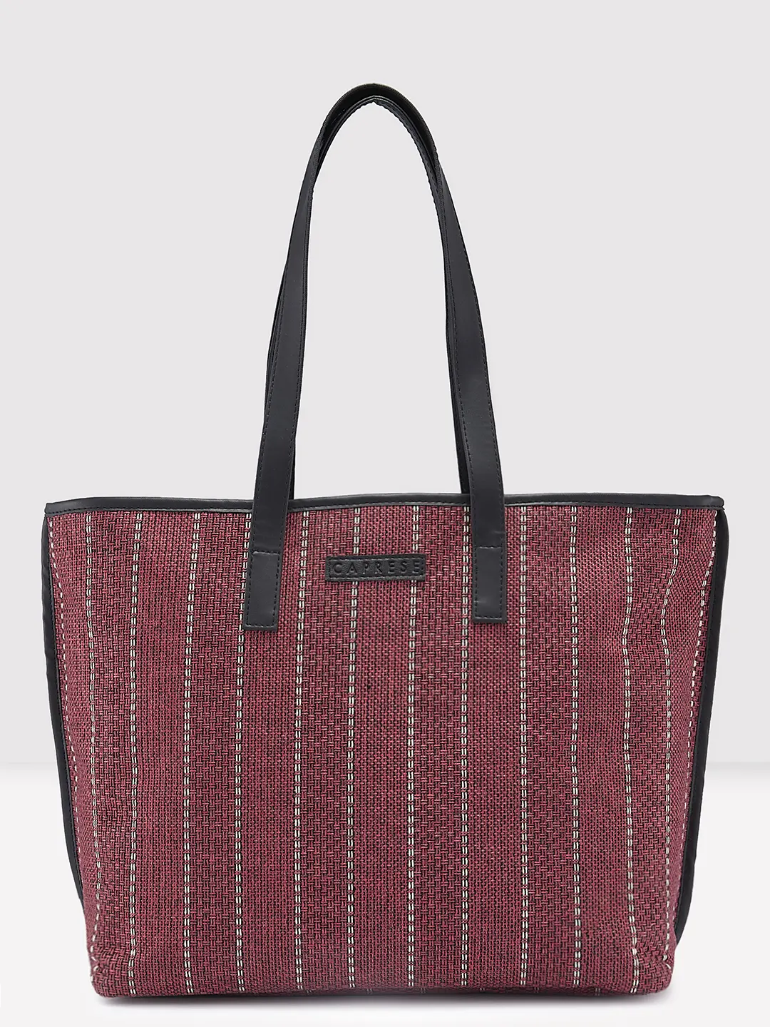Caprese Evana Medium Striped Pink Tote Bag