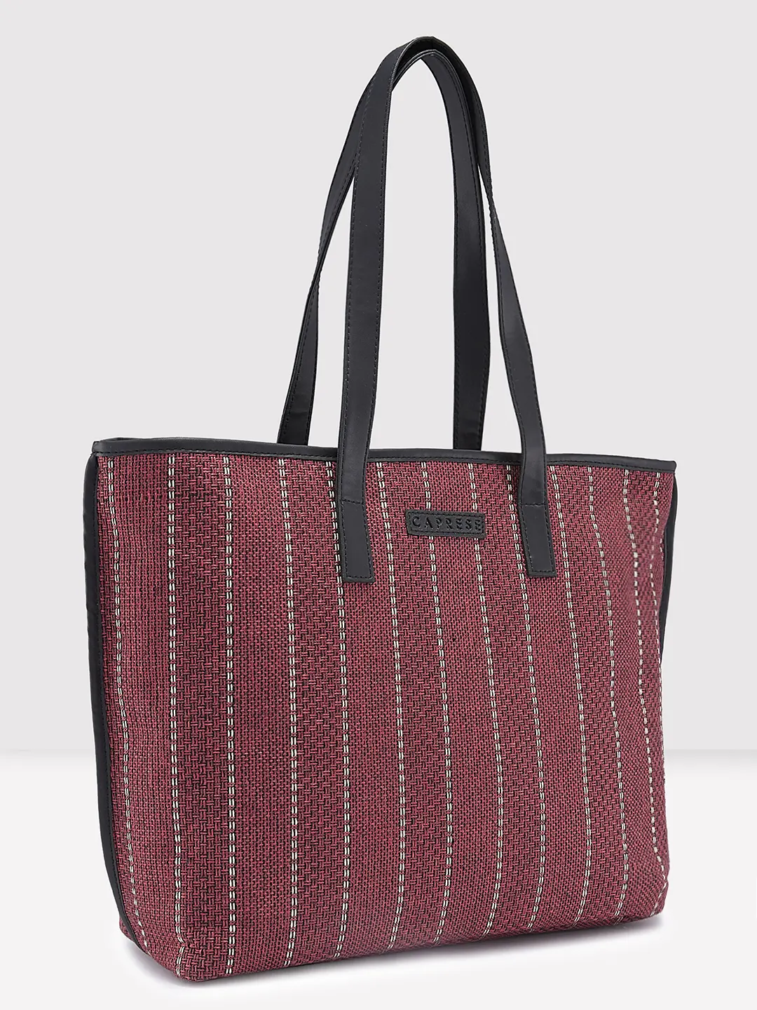 Caprese Evana Medium Striped Pink Tote Bag - Image 4