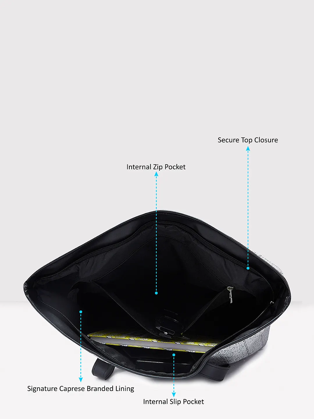 Caprese Evana Medium Silver Tote Bag - Image 6