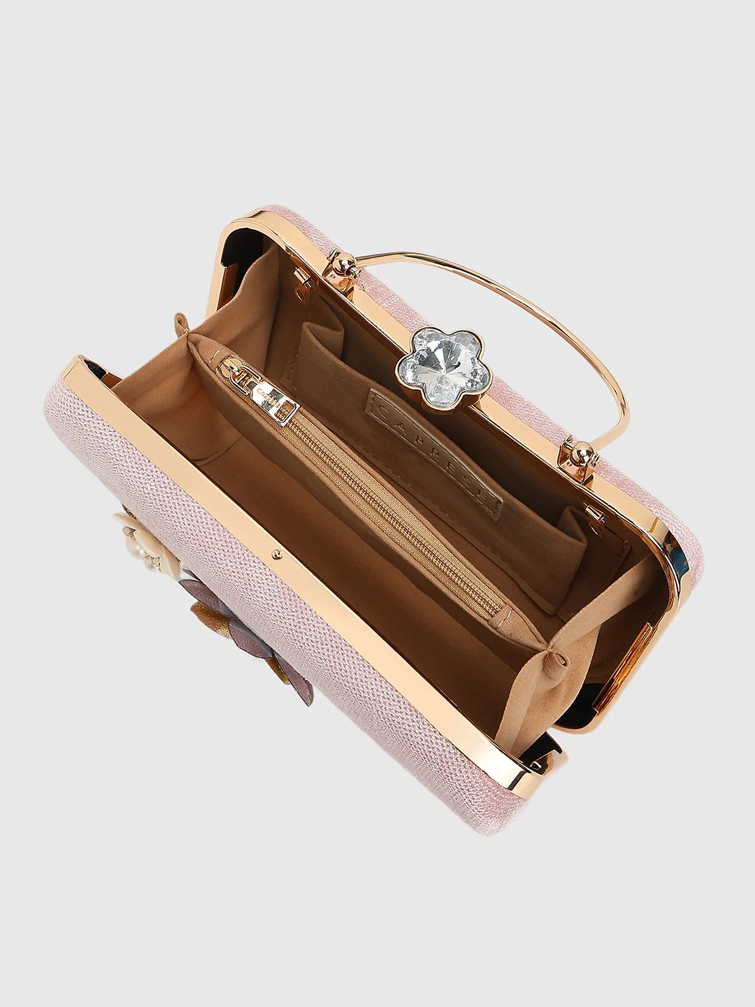 Caprese Evelyn Medium Blush Printed Clutch Bag - Image 13
