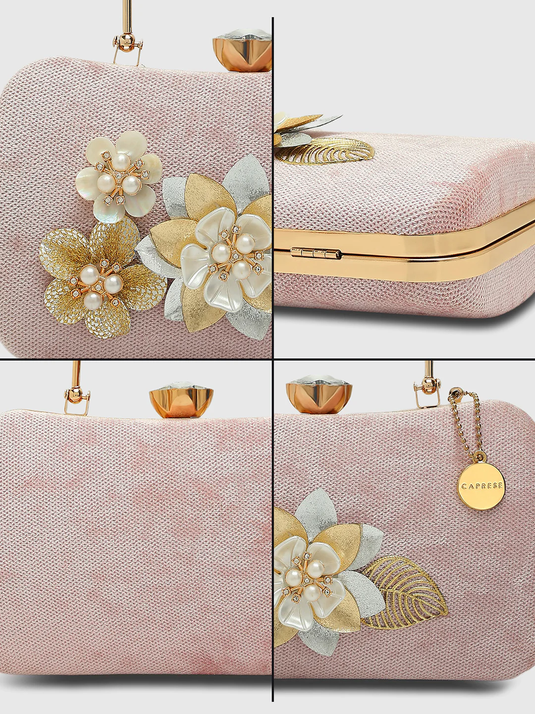 Caprese Evelyn Medium Blush Printed Clutch Bag - Image 7
