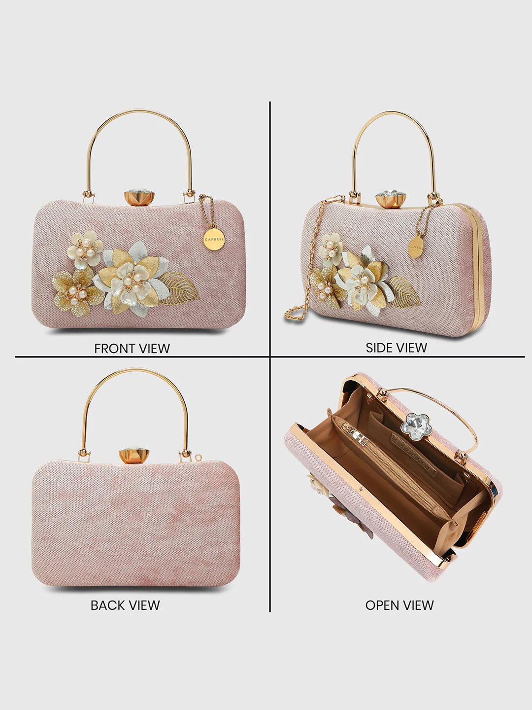 Caprese Evelyn Medium Blush Printed Clutch Bag - Image 8