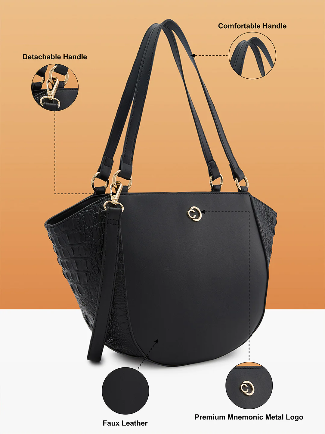 Caprese Felix Large Black Satchel Bag - Image 7
