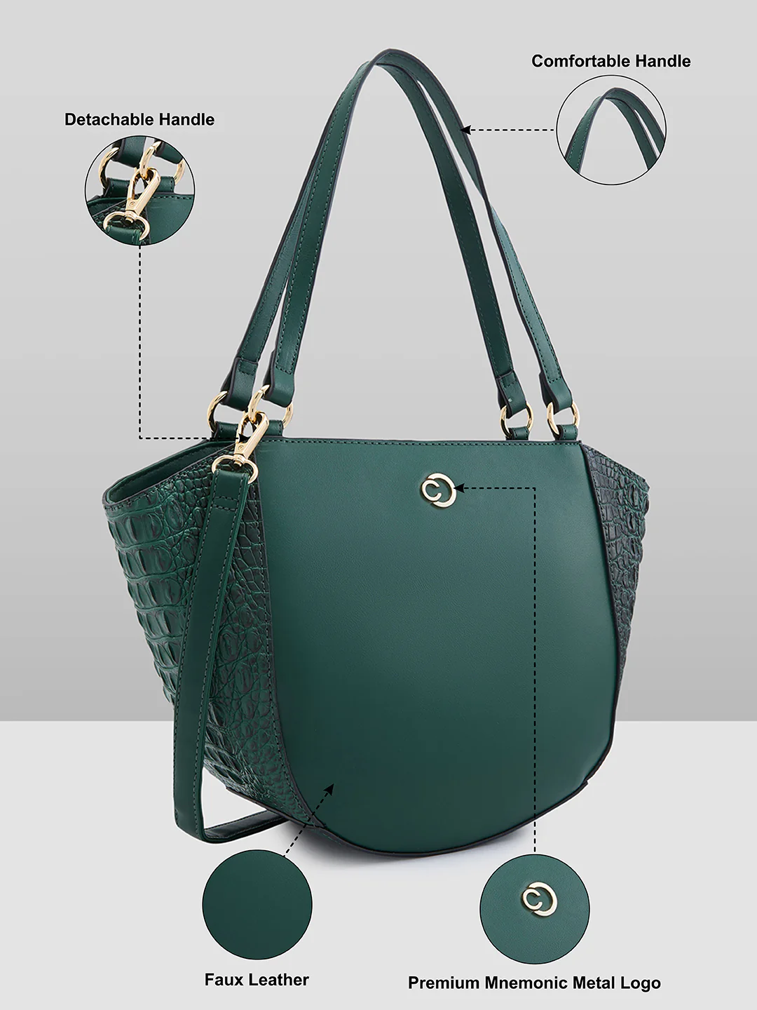 Caprese Felix Large Green Satchel Bag - Image 6