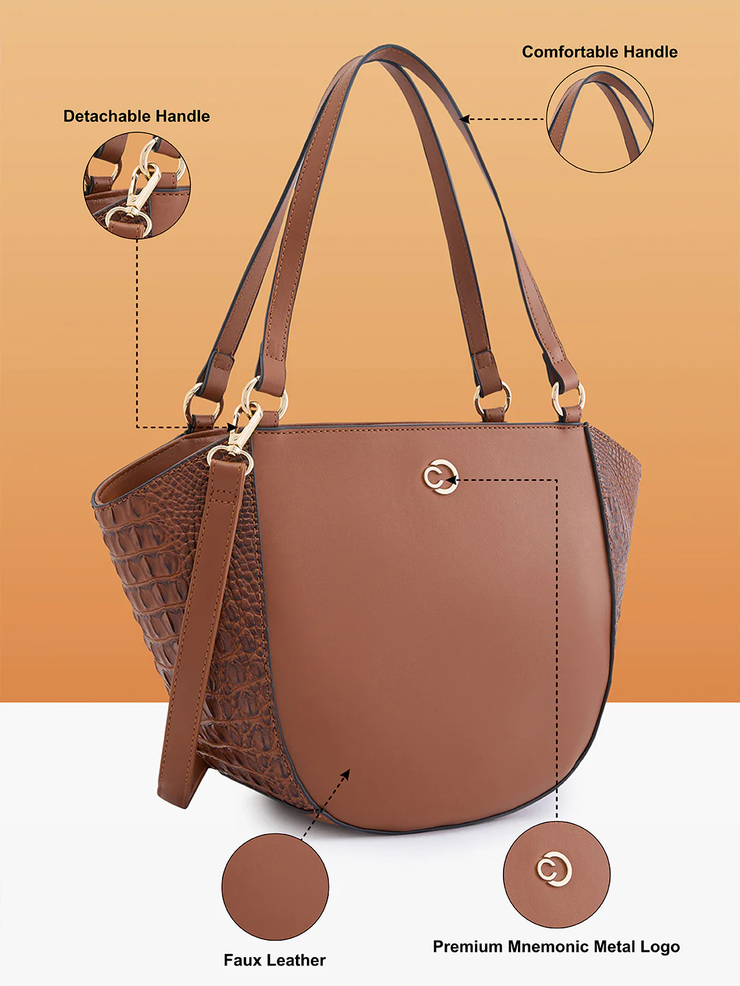 Caprese Felix Large Tan Satchel Bag - Image 6