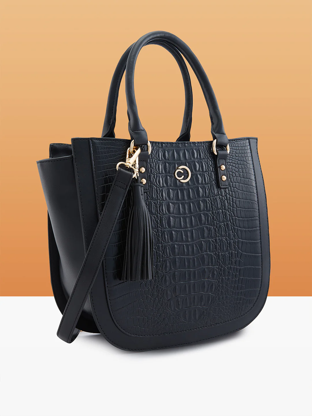 Caprese Felix Medium Black Satchel Bag - Image 3