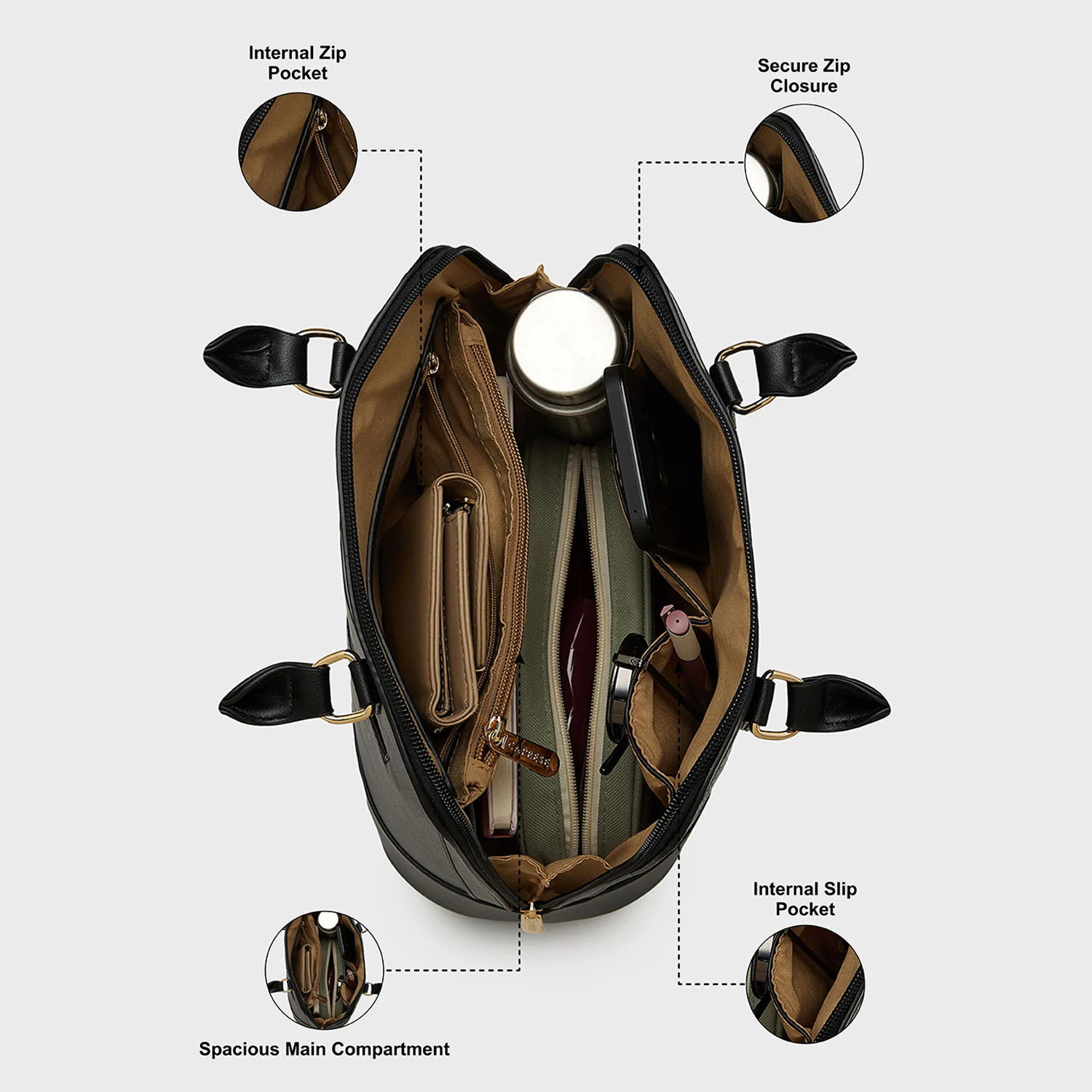 Caprese Felix Medium Black Hobo Bag - Image 5