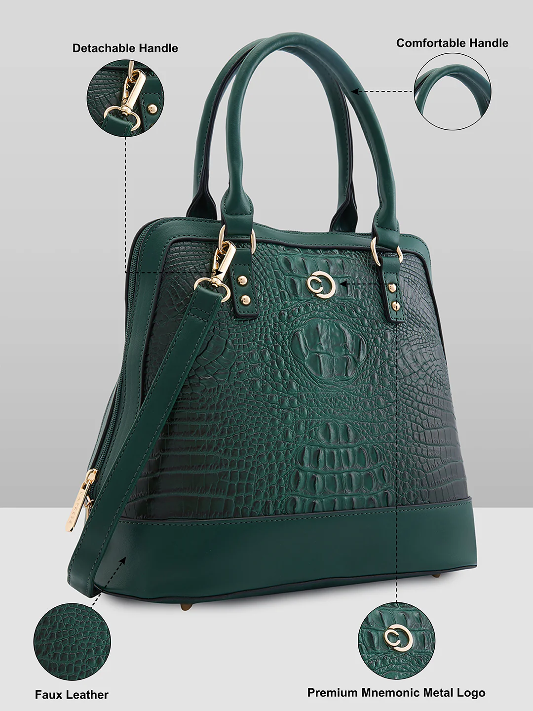 Caprese Felix Medium Green Satchel Bag - Image 7