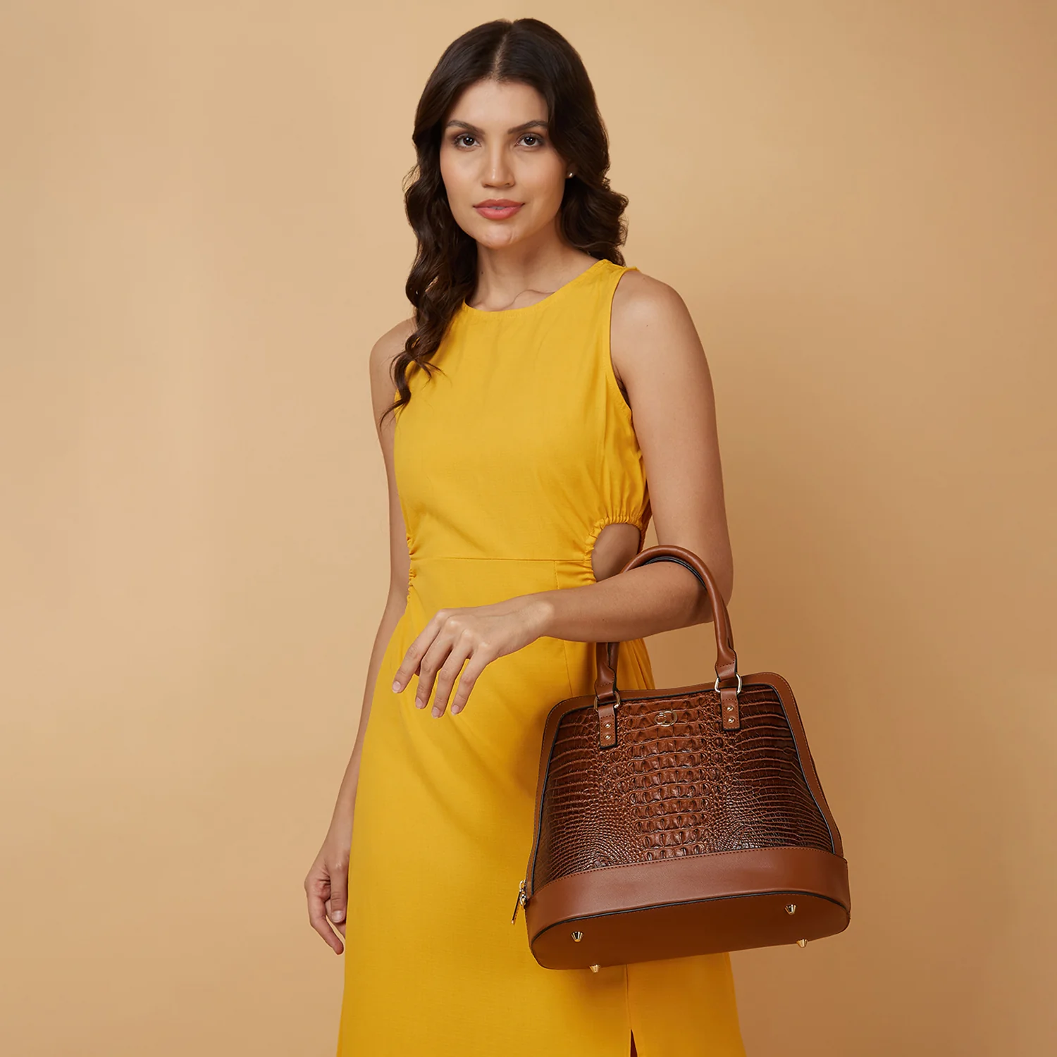 Caprese Felix Medium Tan Satchel Bag - Image 2