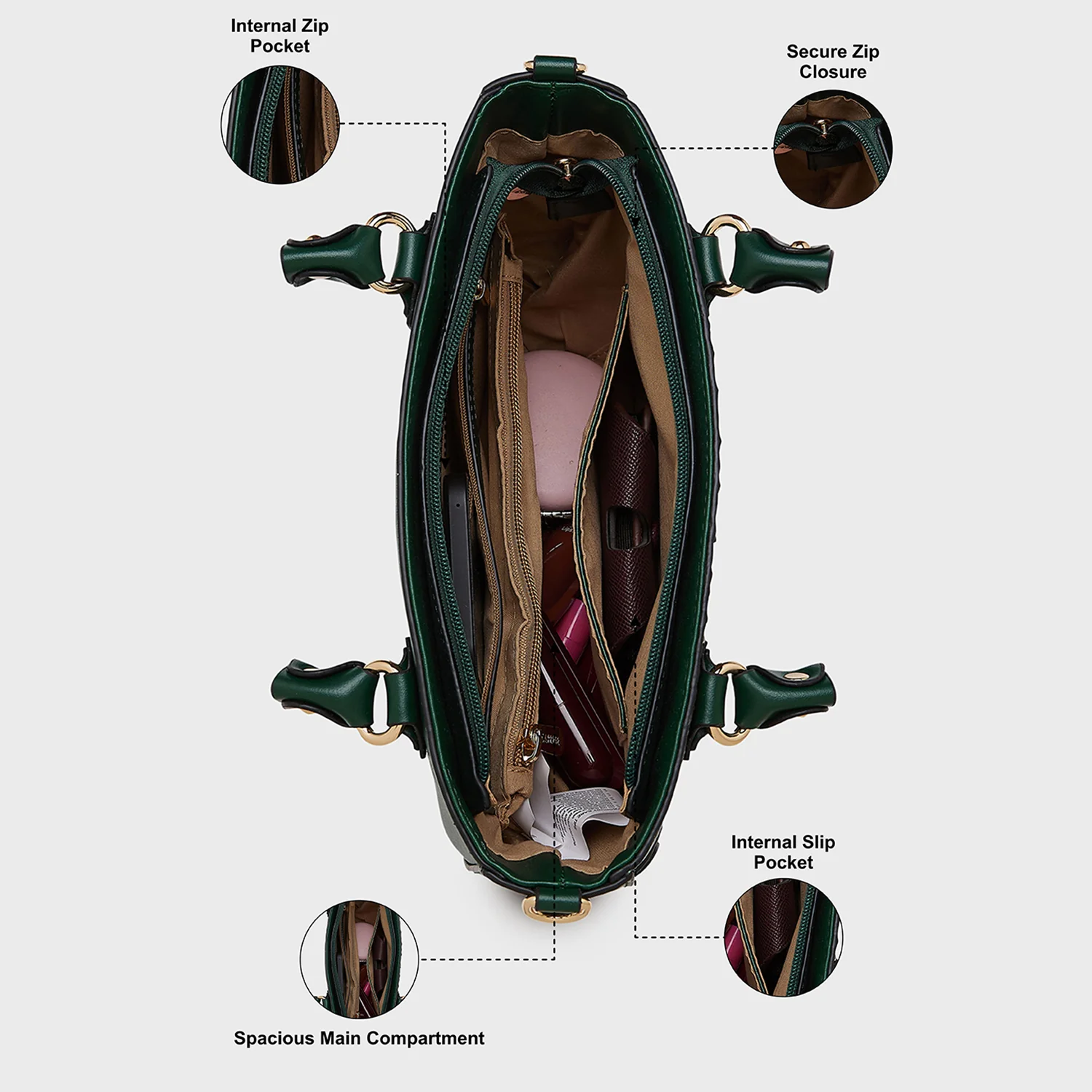 Caprese Felix Small Green Satchel Bag - Image 5