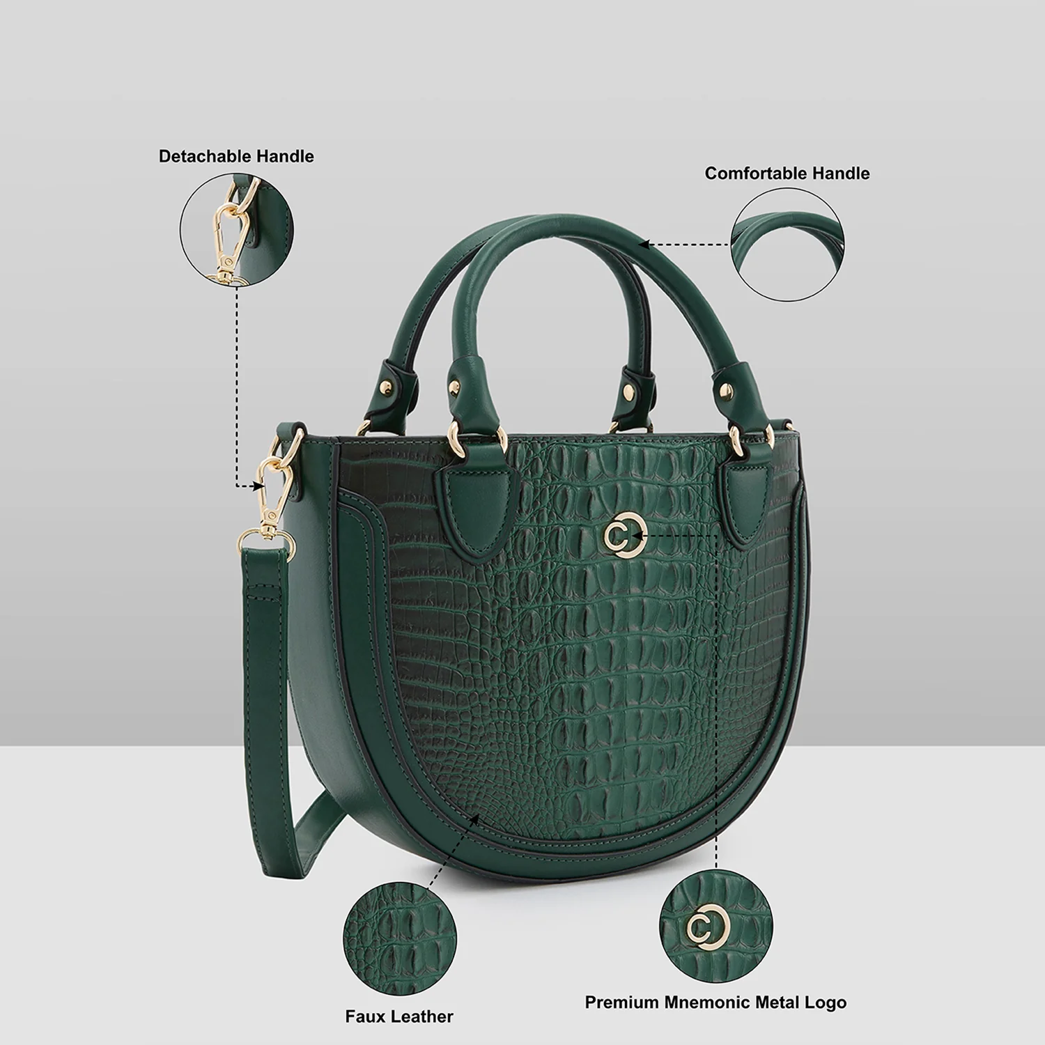 Caprese Felix Small Green Satchel Bag - Image 6