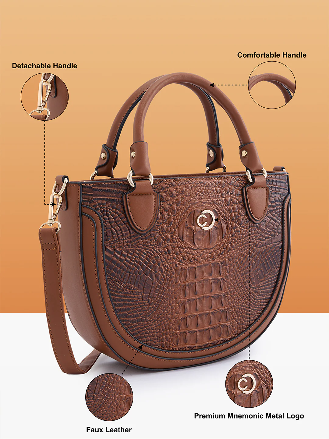 Caprese Felix Small Tan Satchel Bag - Image 6