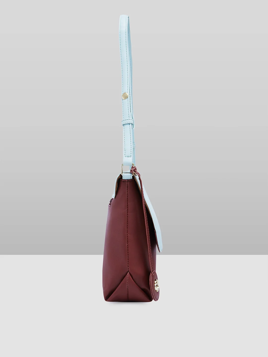 Caprese Fenne Small Blue & Choco Satchel Bag - Image 12