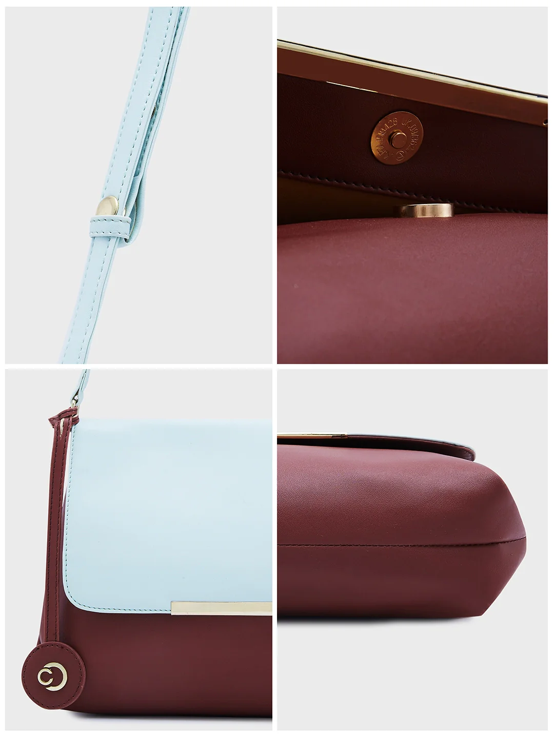 Caprese Fenne Small Blue & Choco Satchel Bag - Image 13
