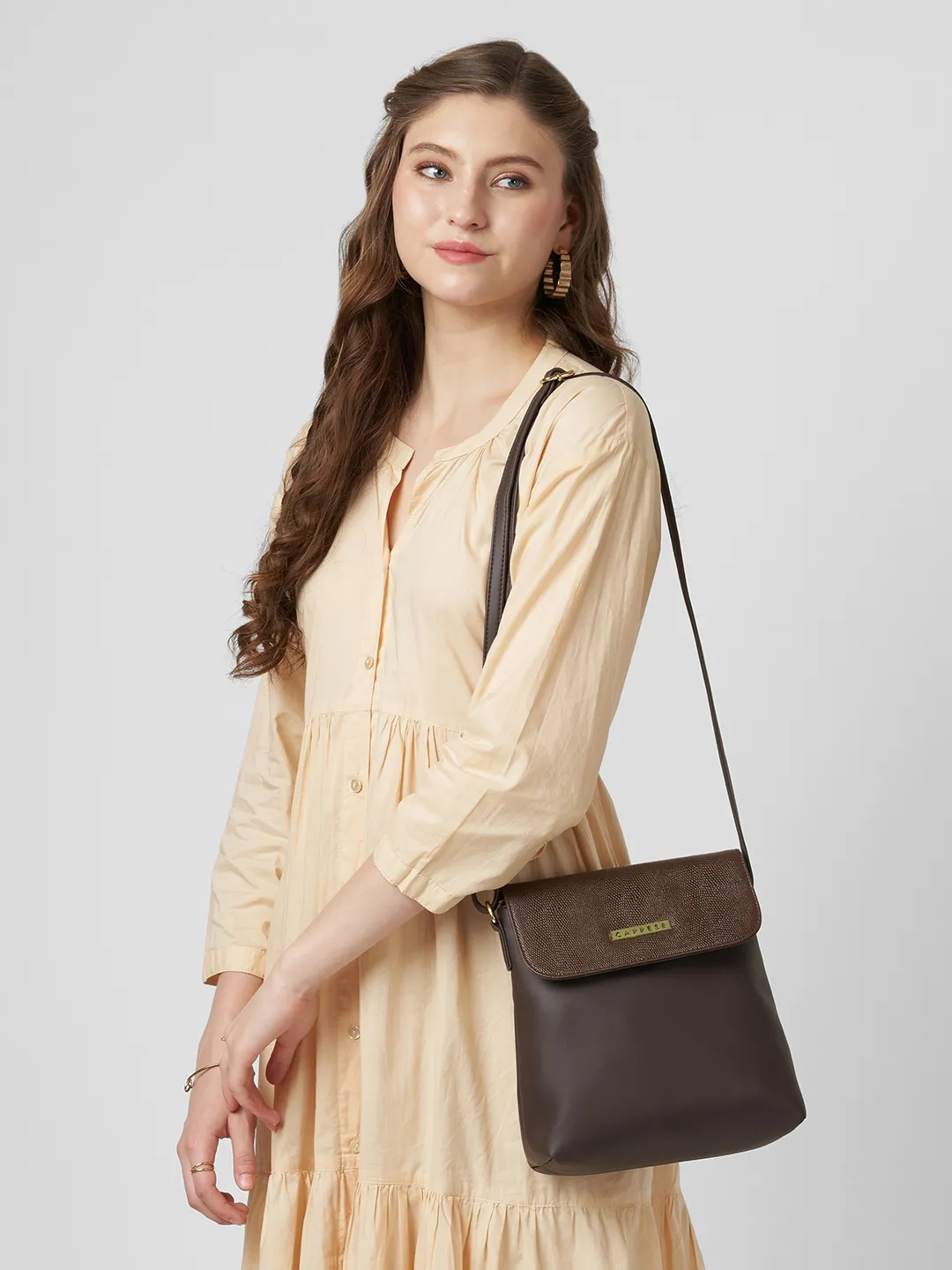 Caprese Fergi Large Chocolate Brown Crossbody Bag - Image 2