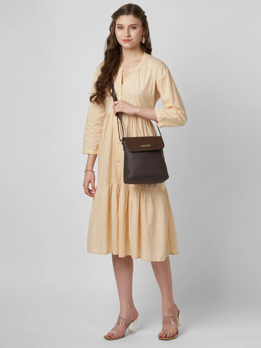 Caprese Fergi Large Chocolate Brown Crossbody Bag - Image 8