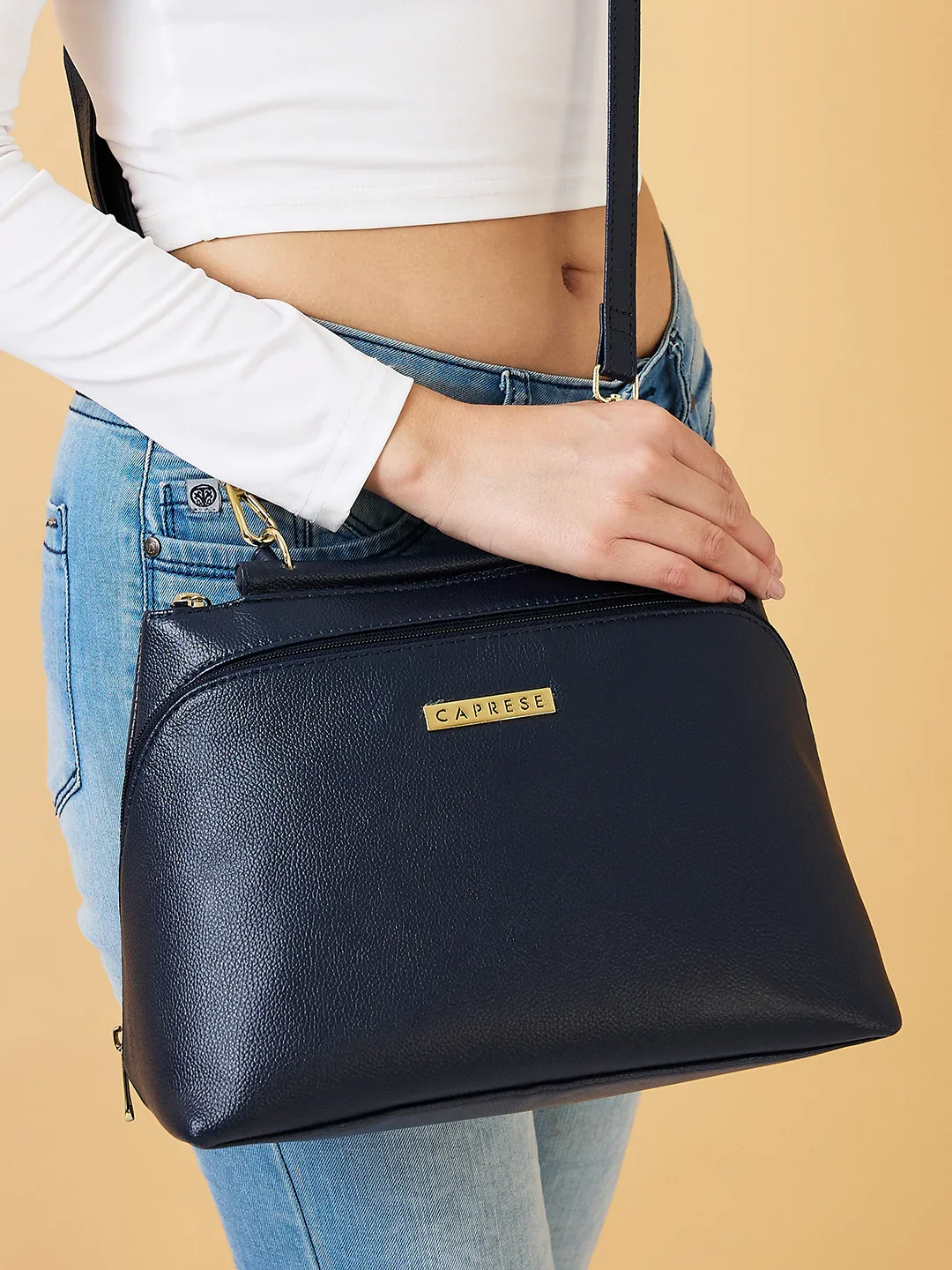 Caprese Fernanda Small Navy Satchel Bag - Image 5