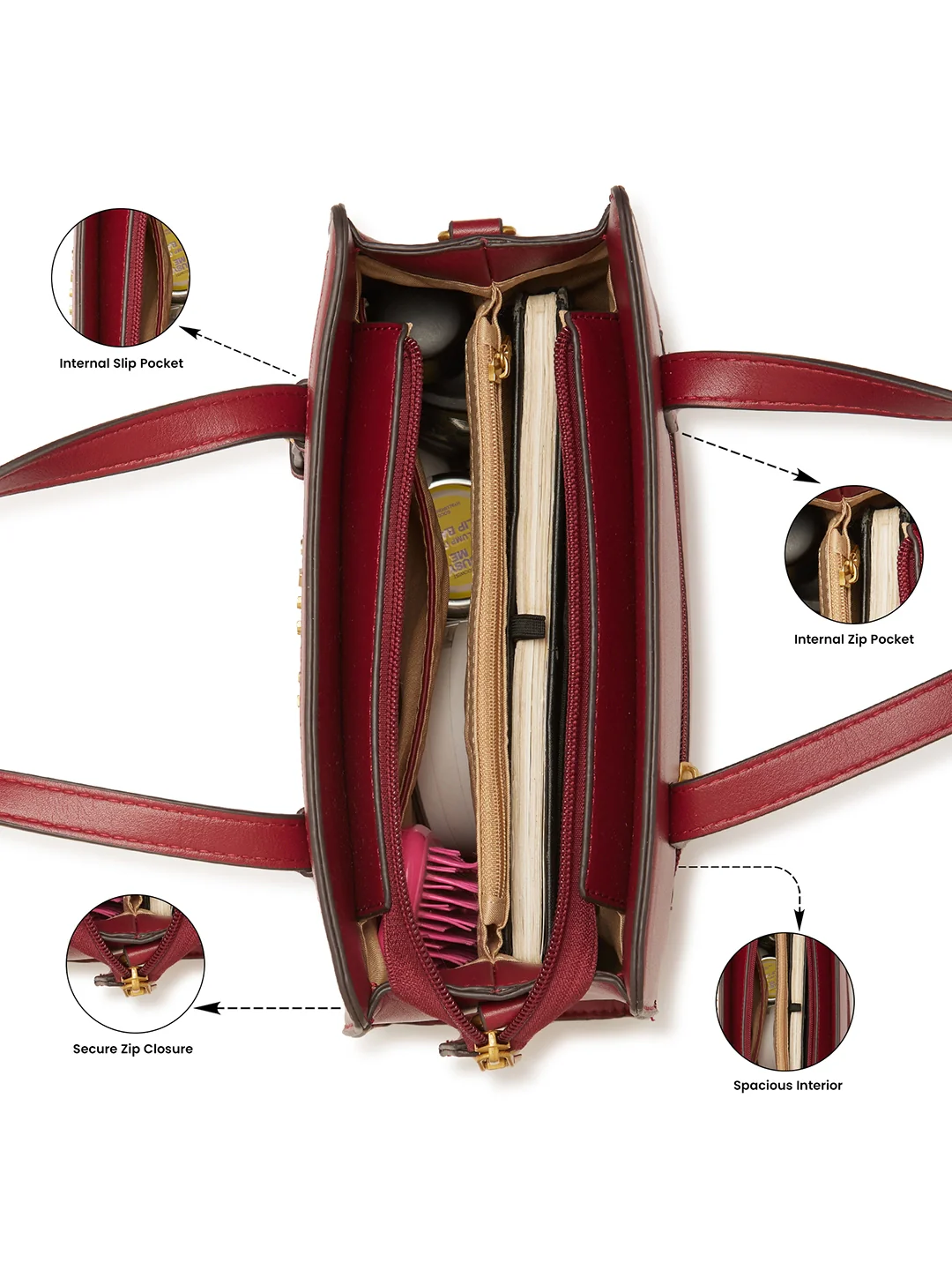 Caprese Fiji Small Cherry Lacquer Satchel Bag - Image 5