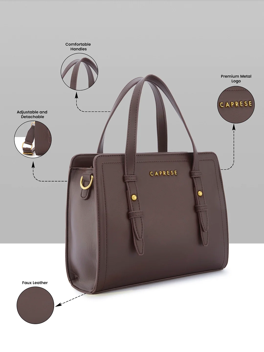 Caprese Fiji Small Coffee Satchel Bag - Image 7
