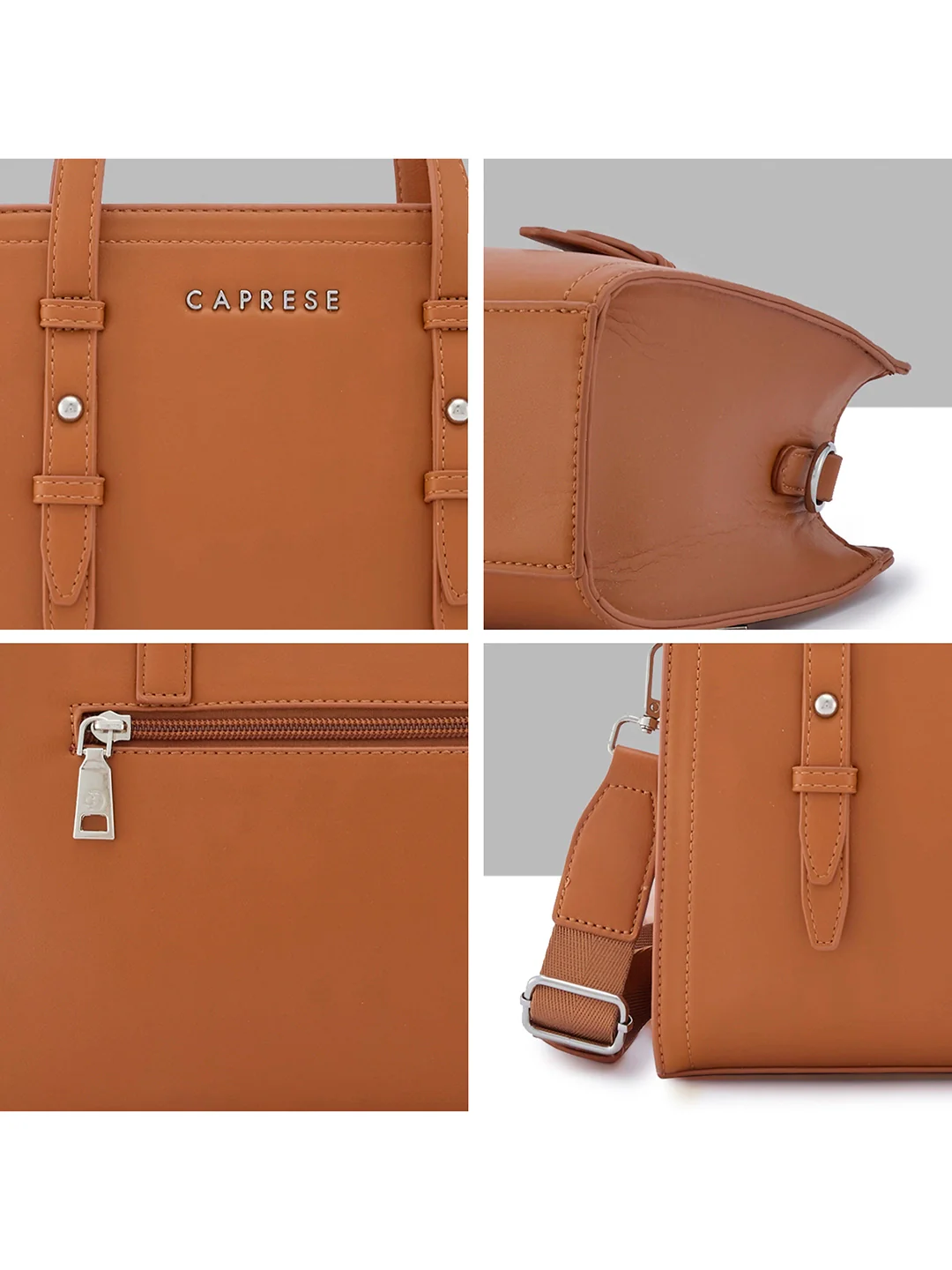 Caprese Fiji Small Tan Satchel Bag - Image 4