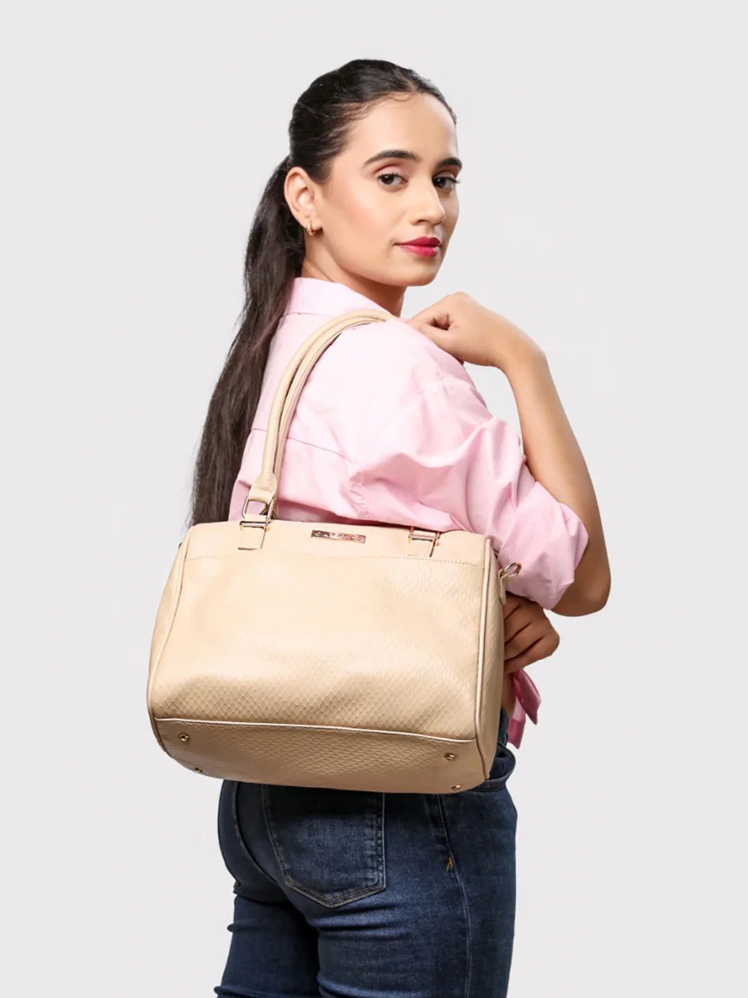Caprese Fiona Medium Beige Satchel Bag - Image 2