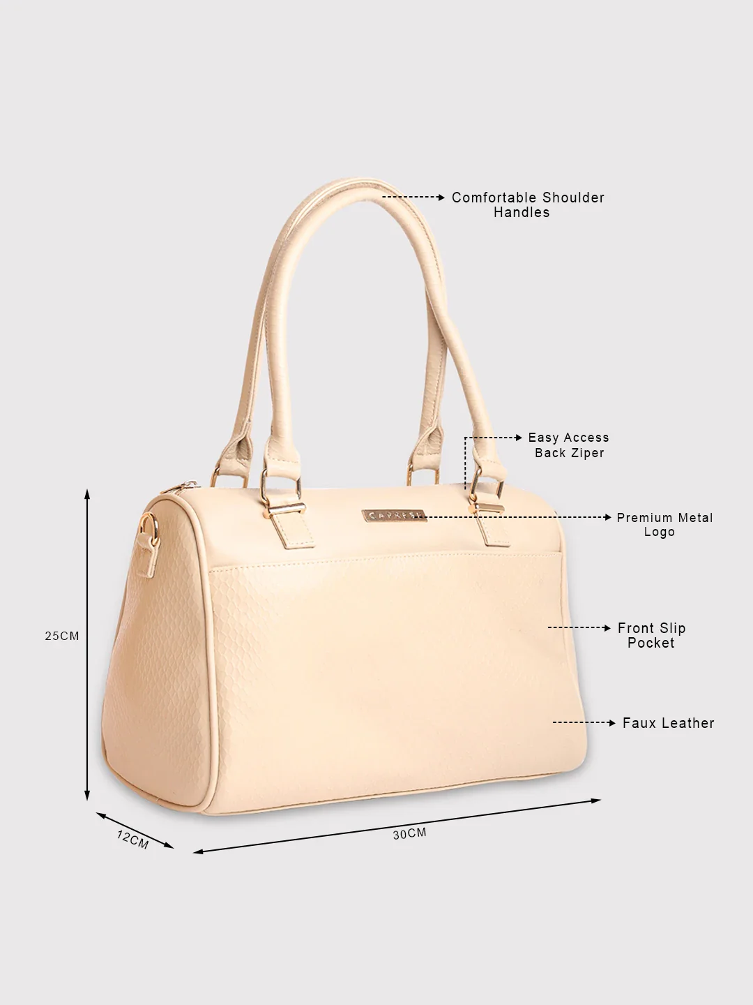 Caprese Fiona Medium Beige Satchel Bag - Image 7