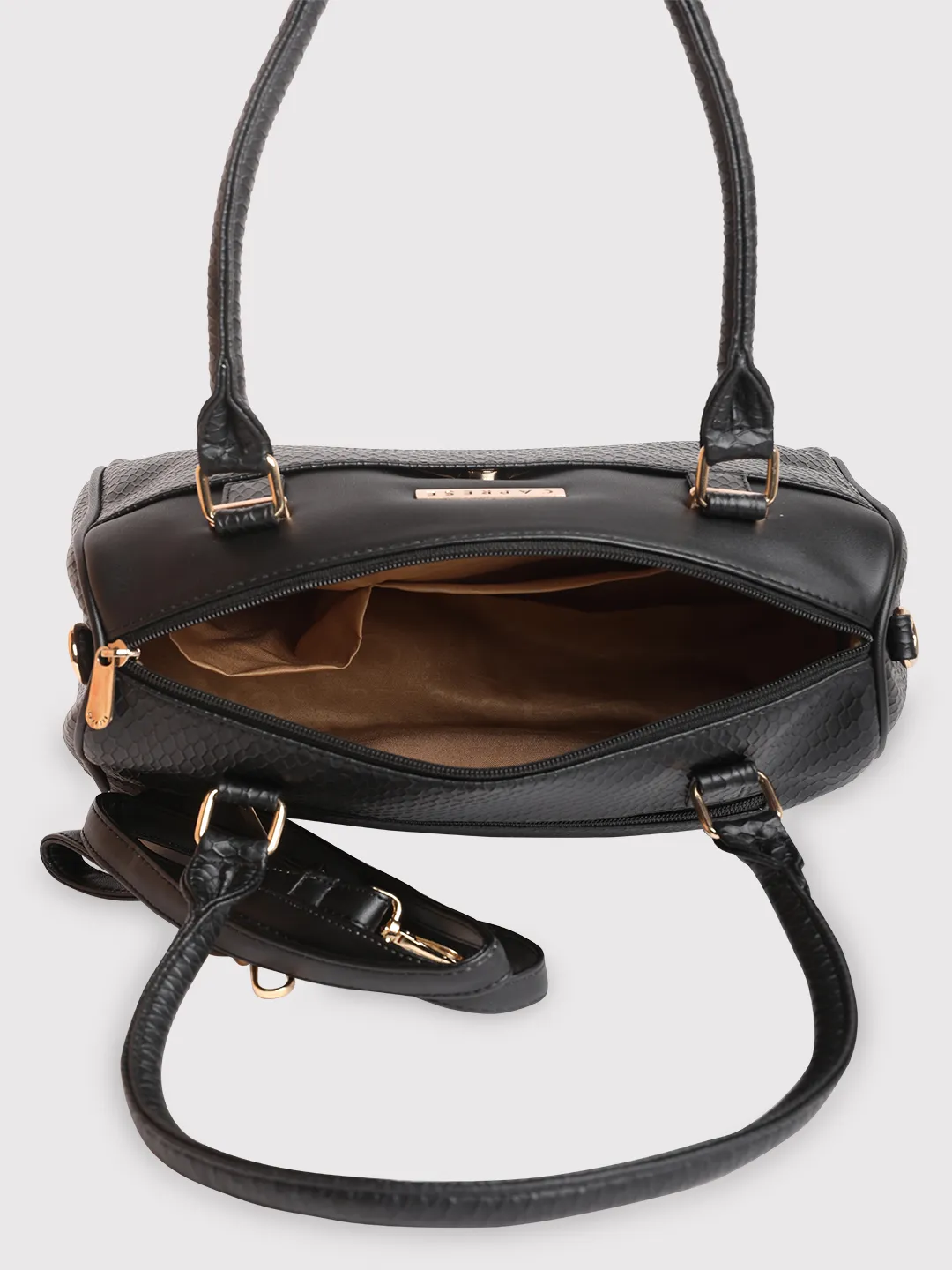 Caprese Fiona Medium Black Satchel Bag - Image 11