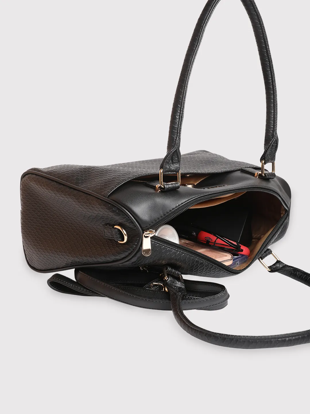 Caprese Fiona Medium Black Satchel Bag - Image 12