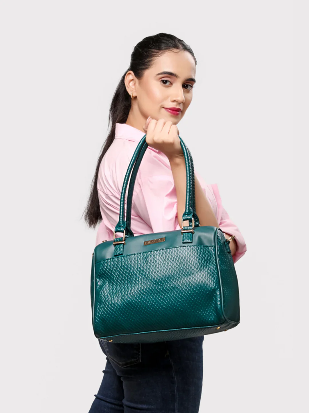 Caprese Fiona Medium Teal Satchel Bag - Image 2