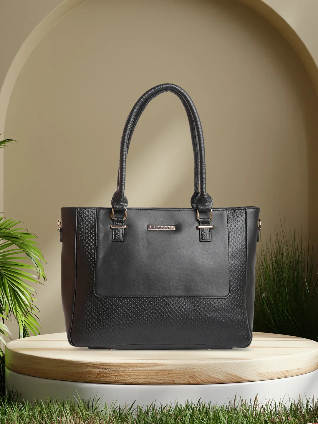 Caprese Fiona Large Black Office Tote Bag - Image 3