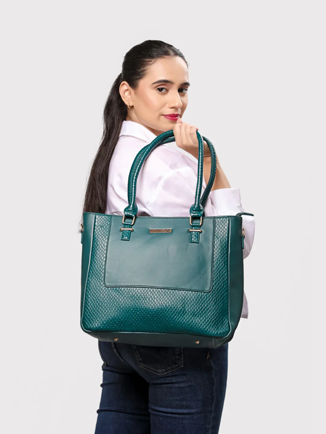 Caprese Fiona Large Teal Office Tote Bag - Image 11