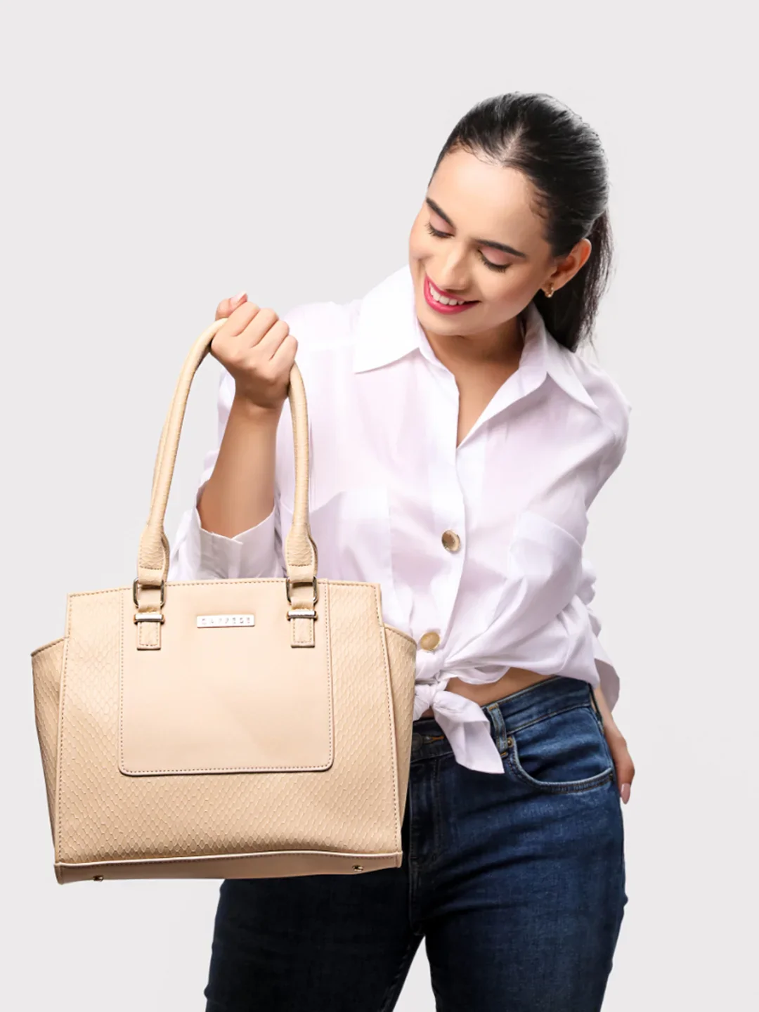Caprese Fiona Medium Beige Office Tote Bag - Image 12