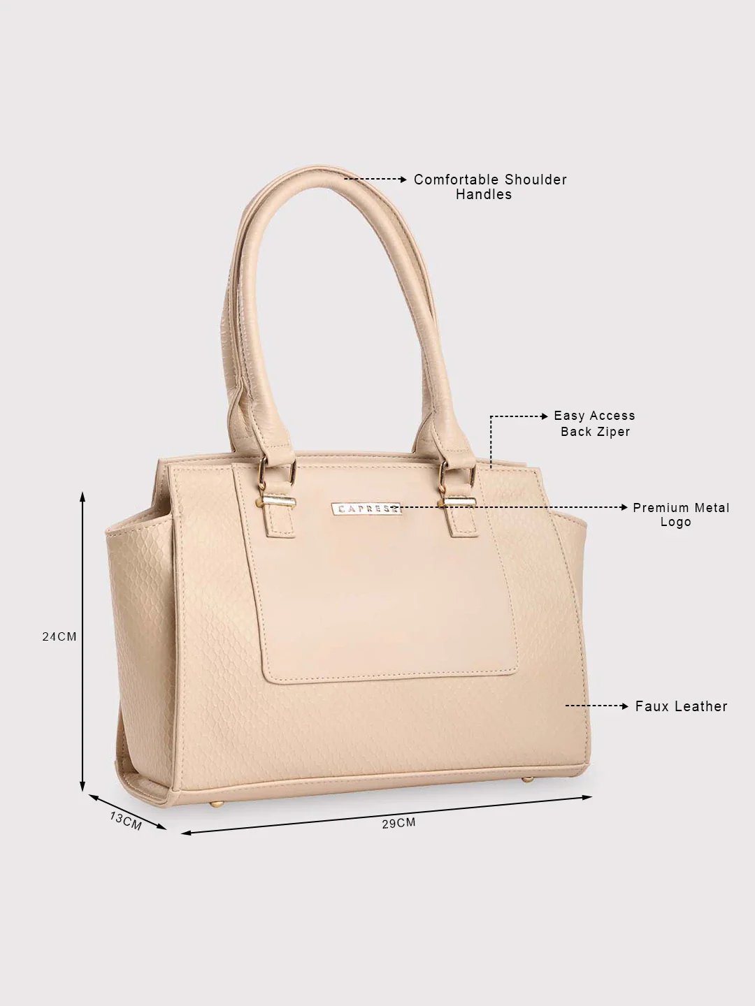 Caprese Fiona Medium Beige Office Tote Bag - Image 7