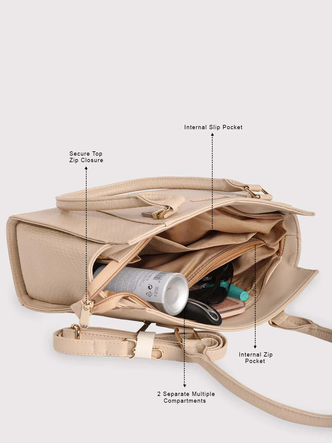 Caprese Fiona Medium Beige Office Tote Bag - Image 8