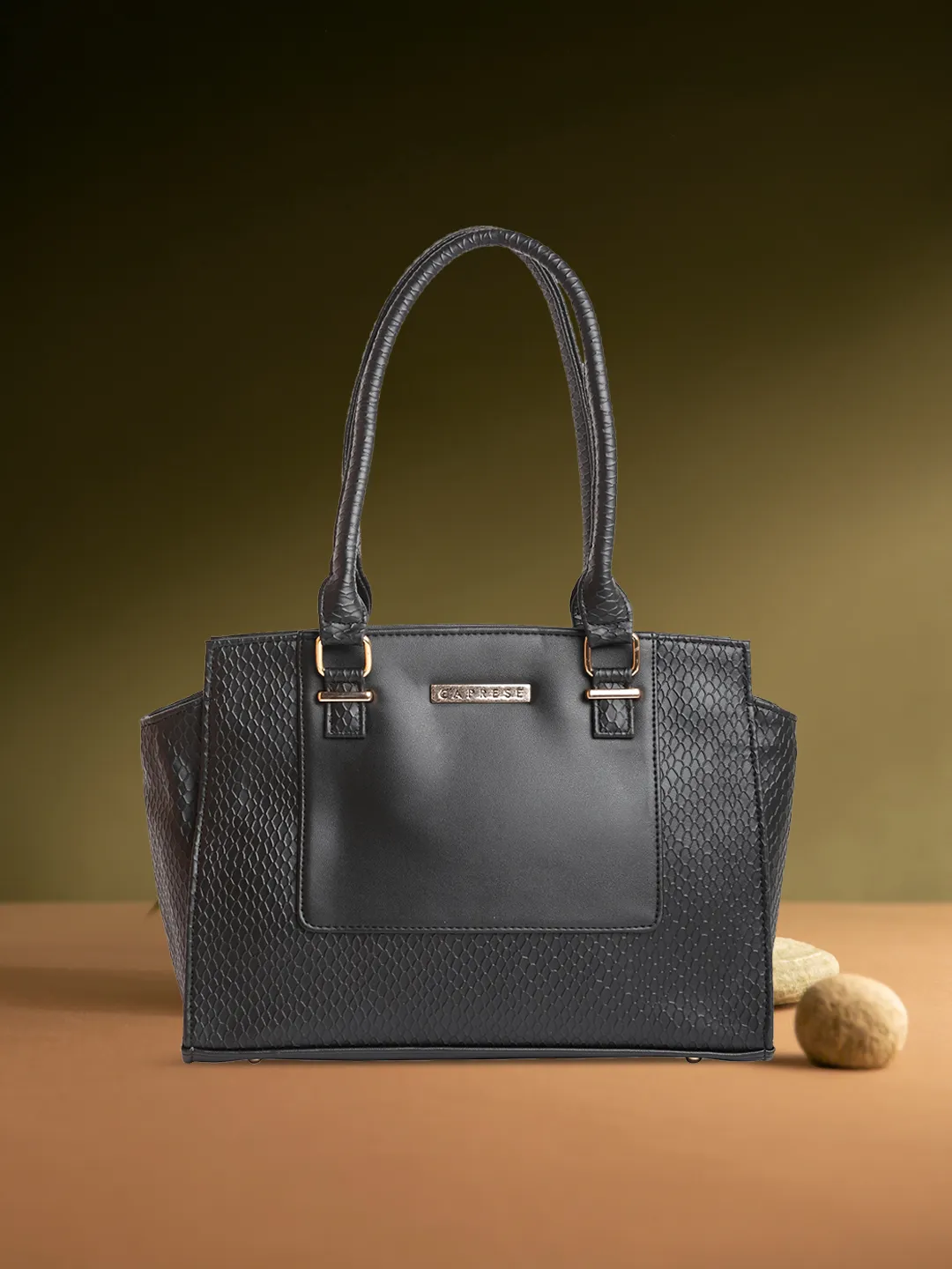 Caprese Fiona Medium Black Office Tote Bag - Image 3