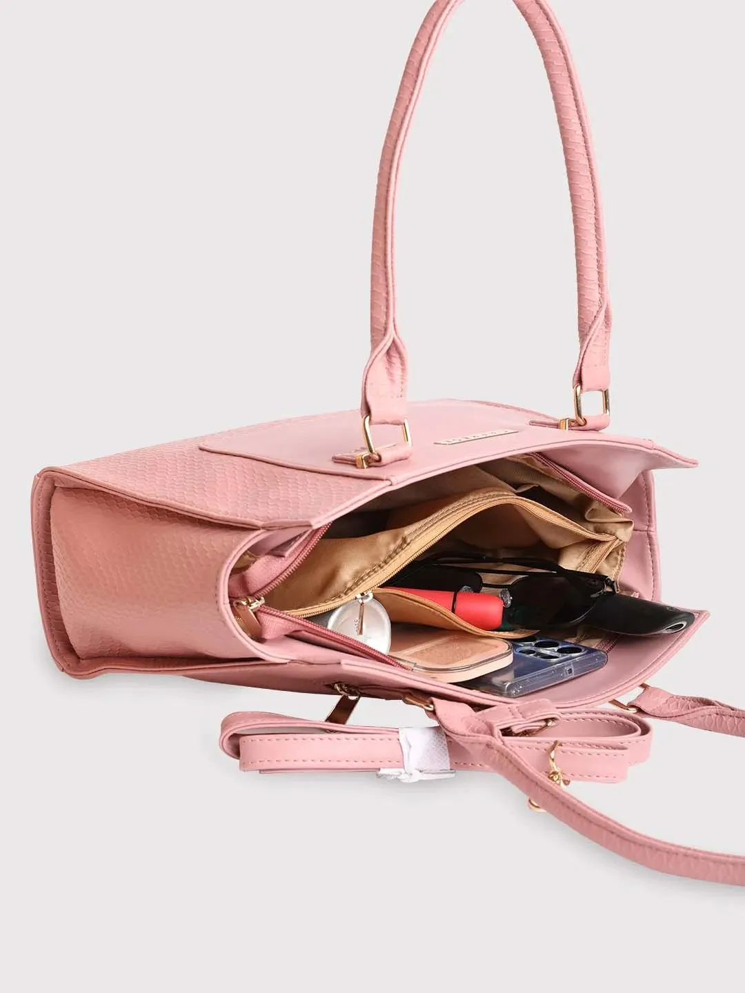 Caprese Fiona Medium Light Pink Office Tote Bag - Image 12