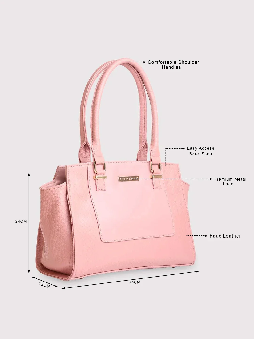 Caprese Fiona Medium Light Pink Office Tote Bag - Image 7