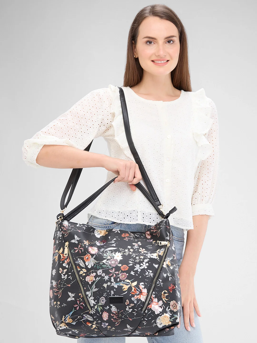 Caprese Fiorella Large Black Hobo Bag - Image 13