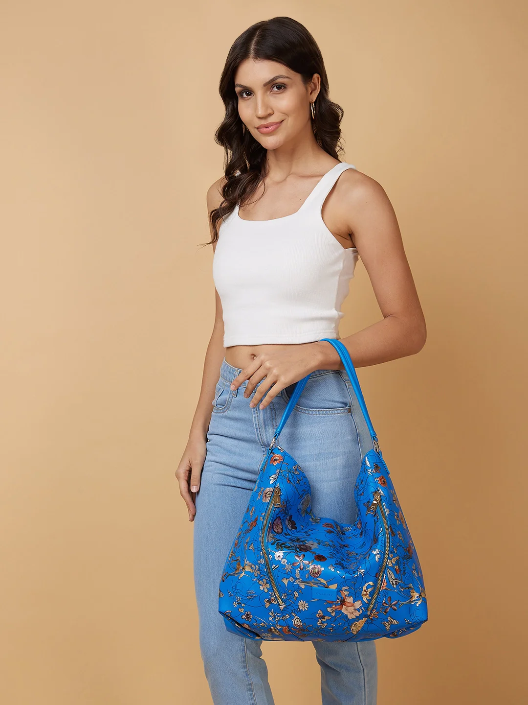 Caprese Fiorella Hobo Large Blue Shoulder Bag - Image 11