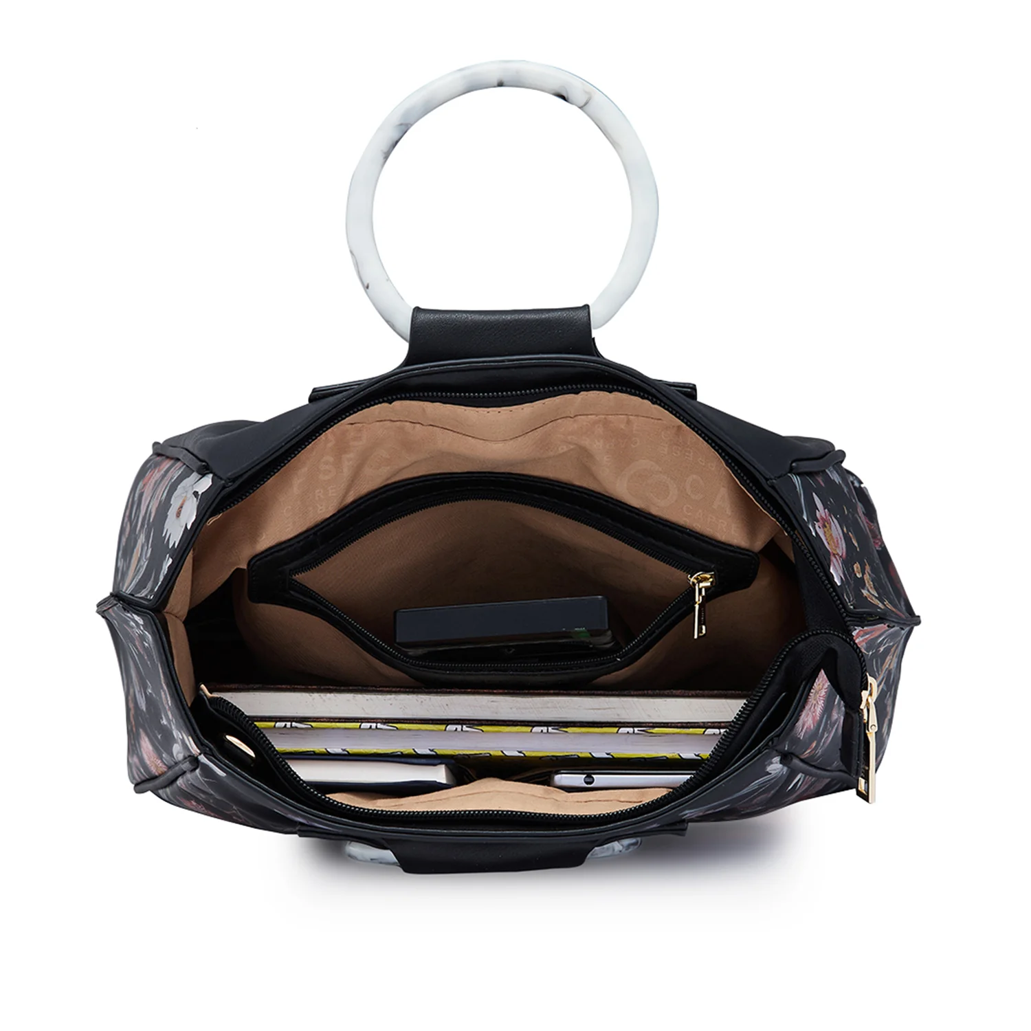 Caprese Fiorella Large Black Satchel Bag - Image 5