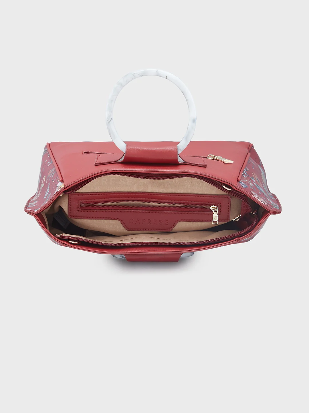 Caprese Fiorella Large Burgundy Satchel Bag - Image 10