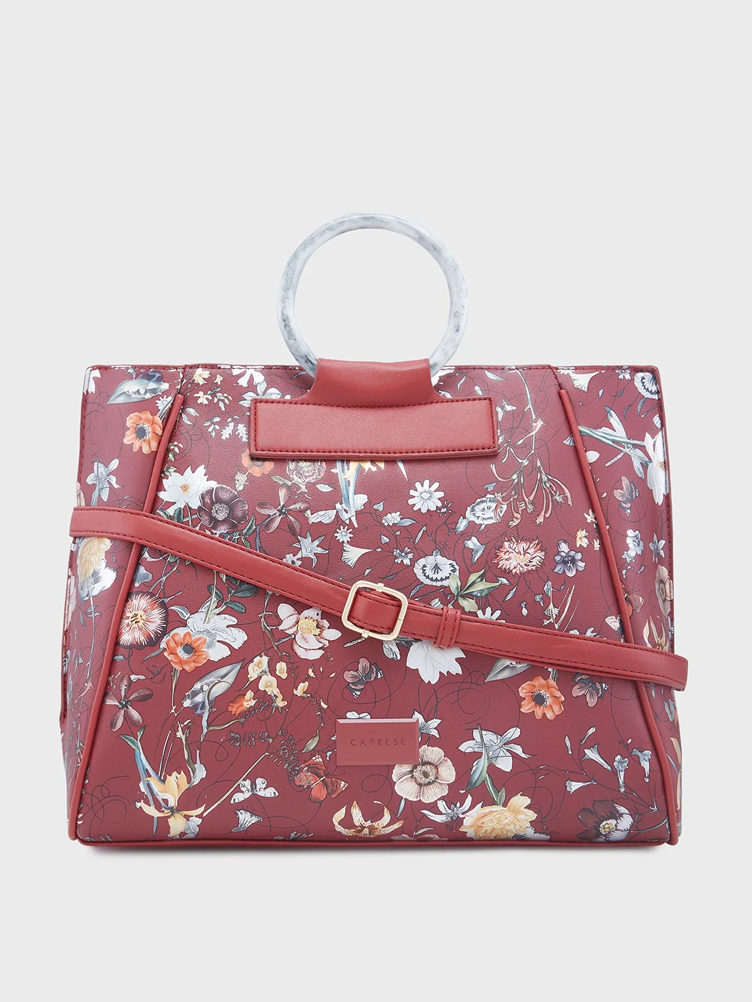 Caprese Fiorella Large Burgundy Satchel Bag - Image 14