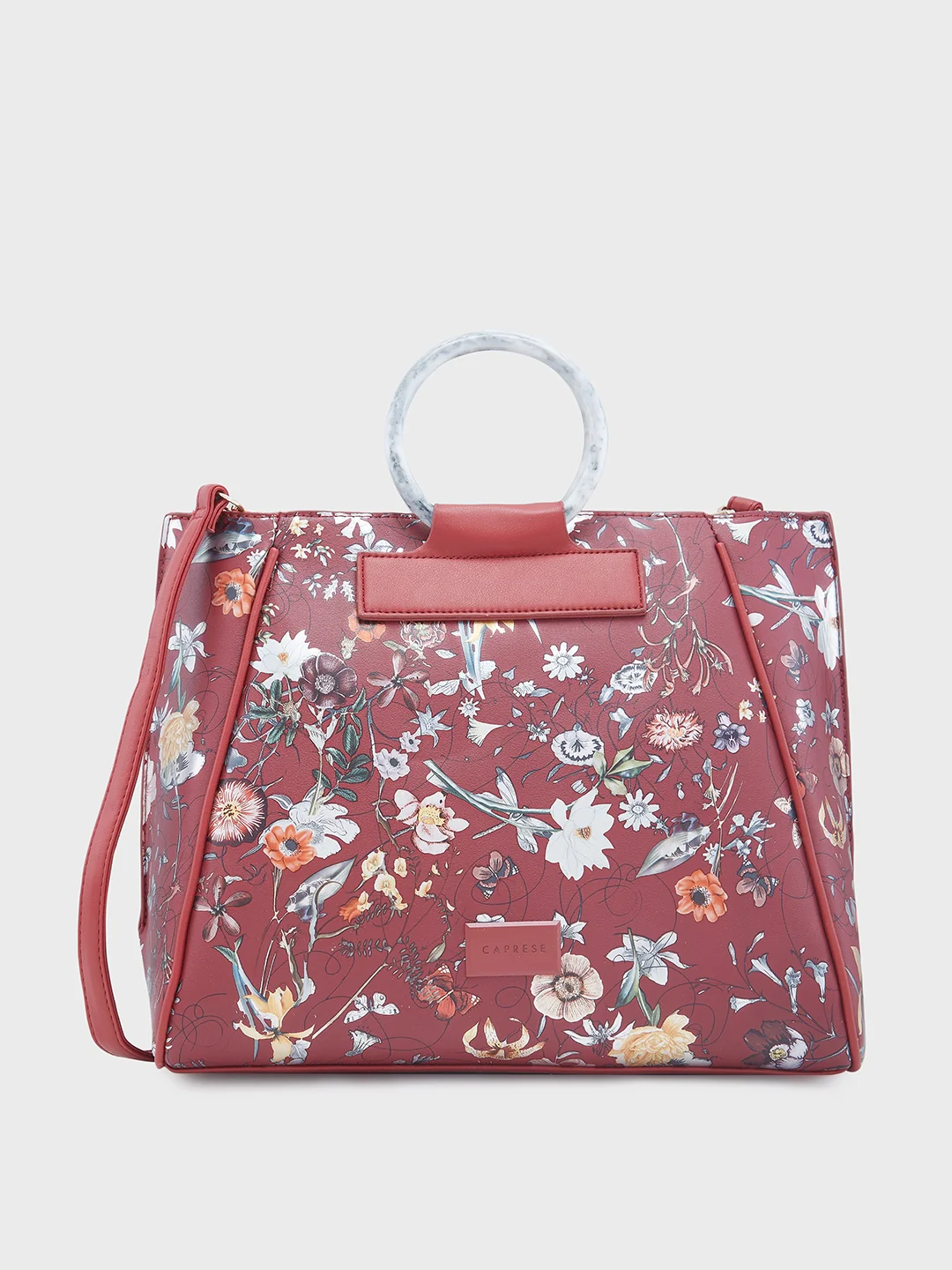 Caprese Fiorella Large Burgundy Satchel Bag - Image 3