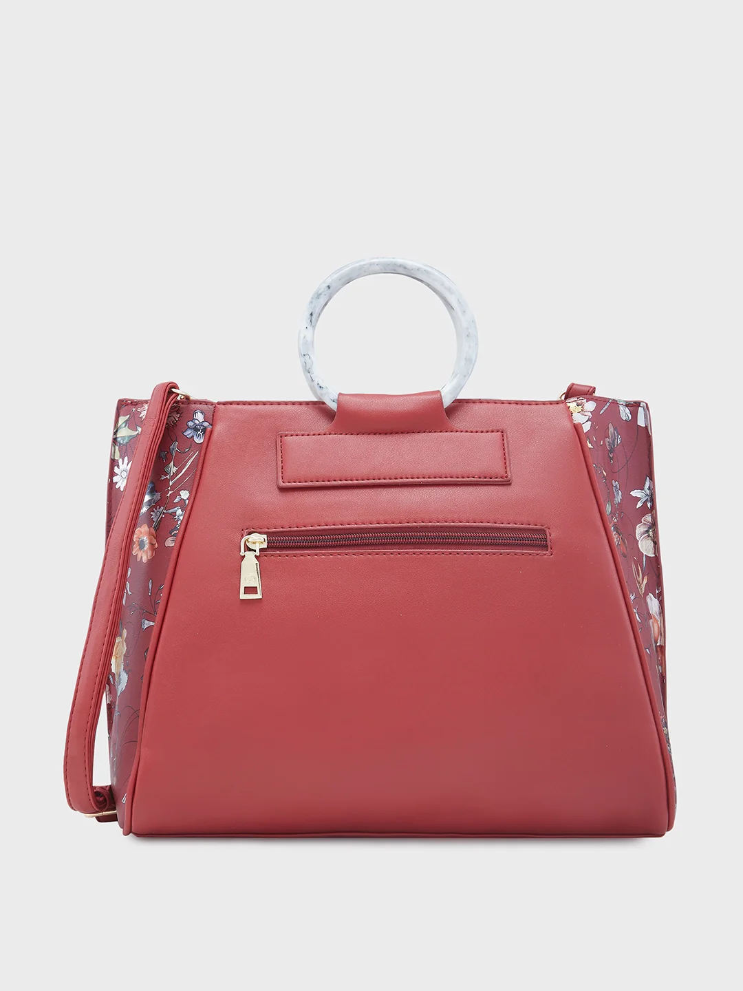 Caprese Fiorella Large Burgundy Satchel Bag - Image 4