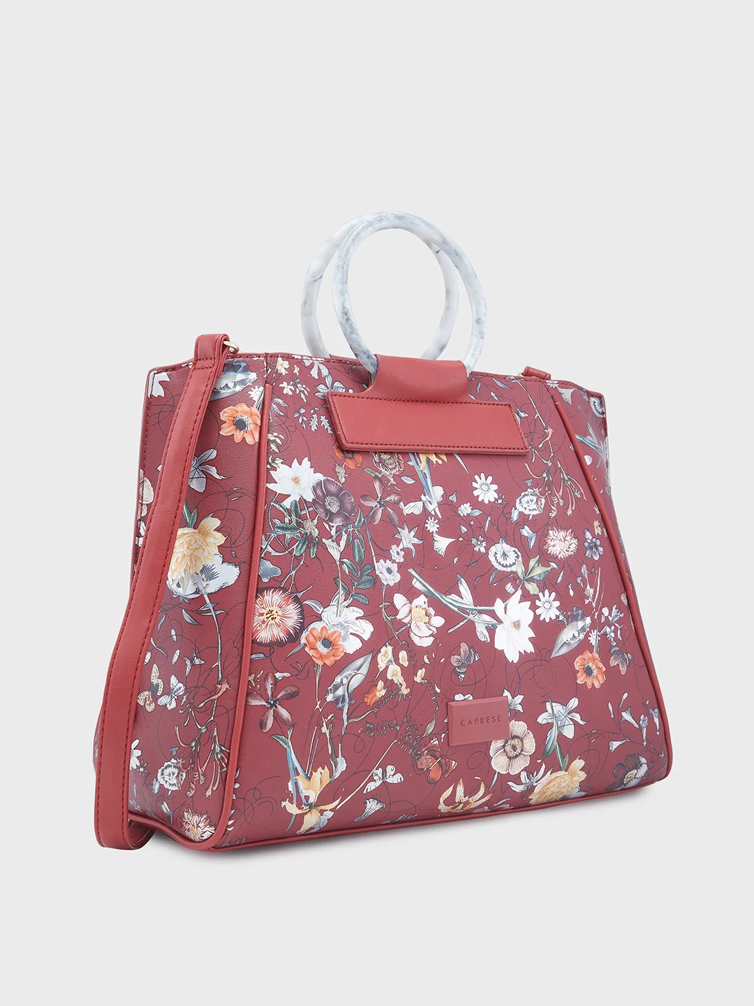 Caprese Fiorella Large Burgundy Satchel Bag - Image 5